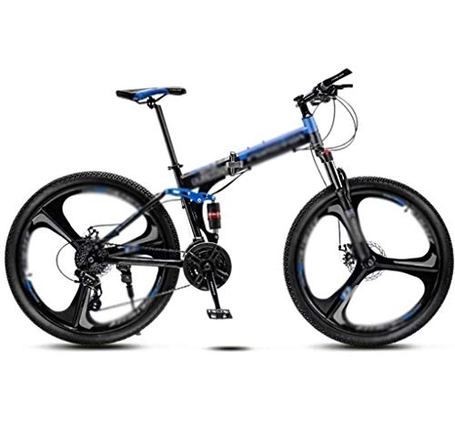 Folding Bike : 24Inches 24-speed Folding Variable-speed Mountain Bike, Men Women Universal Bicycles, Adult Off-road Mountain Bike, Double Shock-absorbing Three Knife Wheels Student MTB Racing, 8-second Folding Flat