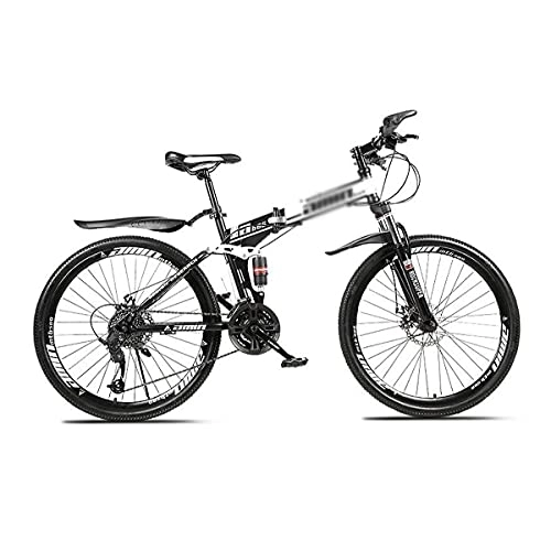Folding Bike : 26" 21 / 24 / 27-Speed Hardtail Mountain Bike Carbon Steel Folding Frame For Boys Girls Men And Women Spoke Wheels Dual Suspension Bicycle With Lockable Shock-absorbing U-shaped(Size:21 Speed, Color:White)