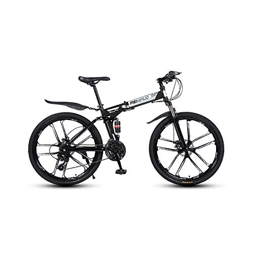 Folding Bike : 26'' Folding Mountain Bike, Great for Urban Riding and Commuting, Featuring Low Step-Through Carbon steel Frame, 21 Speed Double Shock Absorption Soft Tail with Anti-Skid and Wear-Resistant Tire