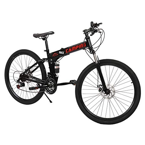 Folding Bike : 26-Inch 21-Speed Folding Mountain Bike double-disc brake system, which brakes sensitively and makes driving more stable and reliable