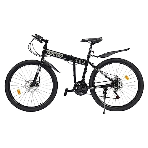 Folding Bike : 26 Inch 21-Speed Folding Road Bike Adult, Mountain Bike With Wheel Splash Protection, Double Disc Brakes Front And Rear And Lockable Fork, Gift
