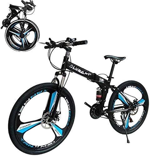 Folding Bike : 26 Inch Bikes Folding Bicycle Mountain Bike Dual Disc Brake, Double Shock, 21 / 24 Speed, Lightweight and Durable for Men Women Bike 6-6, B, 21 speed