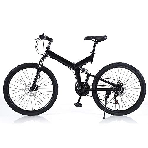 Folding Bike : 26 Inch Folding Bike 21 Speed Mountain Bike MTB Bicycle Full Suspension Disc Brake Unisex Adult Mountain Bicycle Black, Suitable for Heights from 165-190 cm