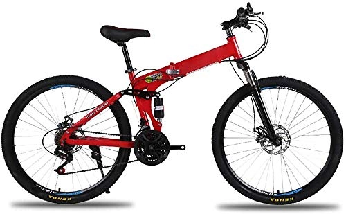 Folding Bike : 26-inch Folding Bike Foldable Mountain Bicycle Adult Mountain Bikes Folding Outroad Bicycles Wheels Outdoor Bicycle-red