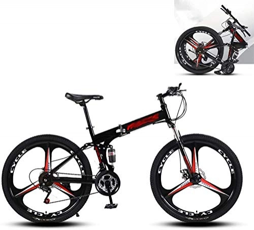 Folding Bike : 26 Inch Folding Bike Speed Mountain Bike 3-Spoke Wheels MTB, Men's And Women's Bikes (Color : Black, Size : 26inches)