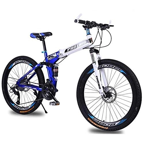 Folding Bike : 26 Inch Folding Mountain Bike, 24 / 27 Speed Adult Men Women MTB Bicycle Double Shock-Absorbing Disc Brake Folding Mountain Bike Male and Female Student Bicycle A, 26in24Speed