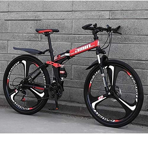 Folding Bike : 26-inch folding mountain bike-dual shock absorbers, disc brakes, suitable for adult male and female off-road bicycles