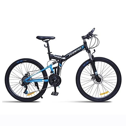 Folding Bike : 26 Inch Folding Mountain Bike with 24 Speeds, All-Terrain Bicycle with Full Suspension Dual Disk Brakes Mens Hardtail Mountain Bikes for Dirt Sand Snow More, Adult Road Bike