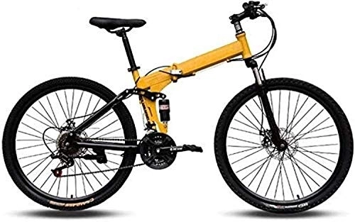 Folding Bike : 26 inch Folding Mountain Bikes General Purpose Variable Speed Double Shock Absorption All Terrain Adult Foldable Bicycle High Carbon Steel Frame 7-10, 21 Speed fengong (Color : 21 Speed)