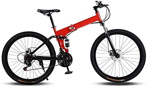 Folding Bike : 26 inch Folding Mountain Bikes General Purpose Variable Speed Double Shock Absorption All Terrain Adult Foldable Bicycle High Carbon Steel Frame 7-10, 21 Speed fengong (Color : 24 Speed)