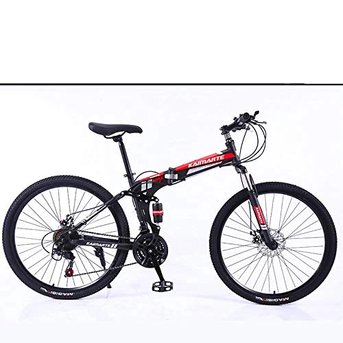 Folding Bike : 26 inch lightweight mini folding mountain bike small portable durable bicycle road city bike-Black red black tire_26 inch 24 speed