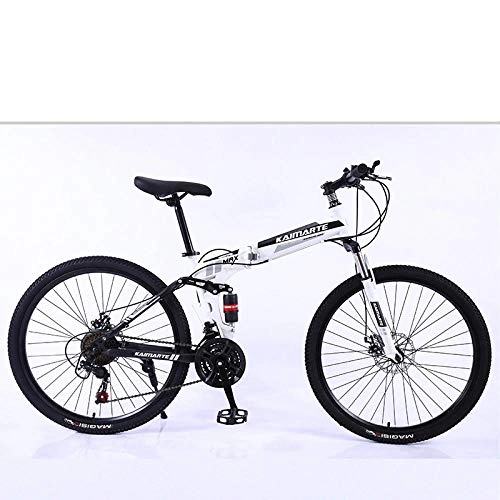 Folding Bike : 26 inch lightweight mini folding mountain bike small portable durable bicycle road city bike-White black tire_26 inch 21 speed