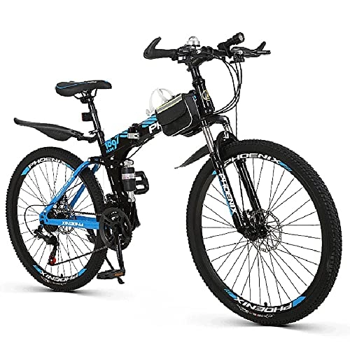 Folding Bike : 26-inch Mountain Bike, 21 Speed Mountain Foldable Bicycle With High Carbon Steel Frame and Double Disc Brake, 24 / 27 Speed Hardtail Mountain Bike With Adjustable Seat Bicycle