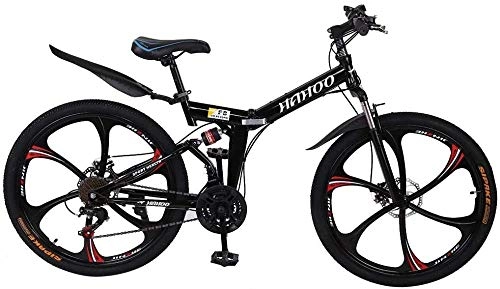 Folding Bike : 26 Inch Mountain Bike Bicycle with Comfort Bikes for Adults 21 Speed Dual Disc Brakes Full Suspension Non-Slip Folding Bikes