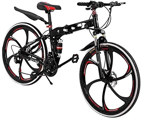 Folding Bike : 26 inch Mountain Bike Folding Bikes with Disc Brake Shimanos 21 Speed Bicycle Full Suspension MTB Bikes for Men or Women Foldable Frame