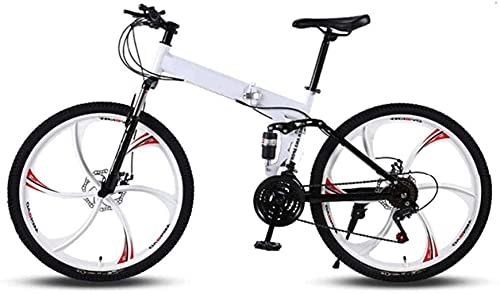Folding Bike : 26 inch Mountain Bikes Folding High Carbon Steel Frame Variable Speed Double Shock Absorption Three Cutter Wheels Foldable Bicycle 7-14 24 Speed fengo