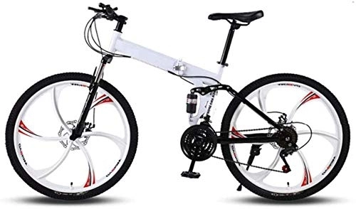 Folding Bike : 26 inch Mountain Bikes, Folding High Carbon Steel Frame Variable Speed Double Shock Absorption Three Cutter Wheels Foldable Bicycle 7-14, 24 Speed fengong