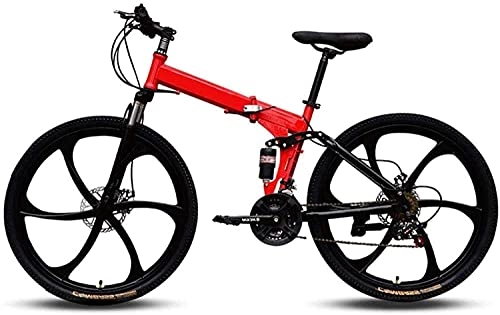 Folding Bike : 26 inch Mountain Bikes Folding High Carbon Steel Frame Variable Speed Double Shock Absorption Three Cutter Wheels Foldable Bicycle 7-14 C 27 Speed fen