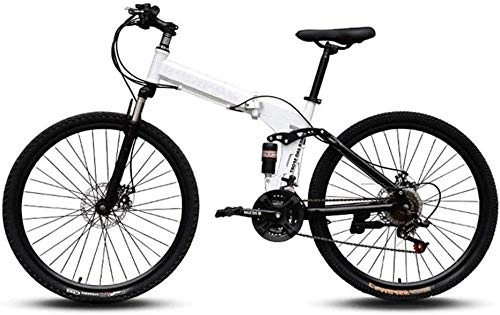 Folding Bike : 26 Inch Mountain Bikes Folding High Carbon Steel Frame Variable Speed Double Shock Absorption Three Cutter Wheels Foldable Bicycle Suitable for People with A Height of 160-185Cm-G_21 speed Perf
