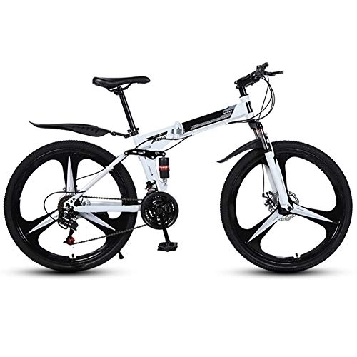 Folding Bike : 26-Inch Portable Mountain Bike, 21 / 24 / 27 Speed Road Bike, Folding Bike for Men And Women Suitable for Outdoor And Work, White, 24 speed