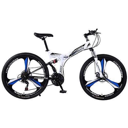 Folding Bike : 26-Inch Road Bicycle, 27-Speed Bikes, Double Disc Brake, High Carbon Steel Frame, Road Bicycle Racing, Men's And Women Adult-Only Folding mountain bike double shock