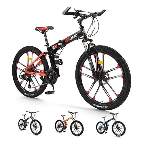 Folding Bike : 26-Inch Wheels Mountain Bike, 24-Speed Cycling Road Bikes Exercise Bikes, Front And Rear Mechanical Disc Brakes, Folding Shock-absorbing Frame ，Simple Style Bicycle (Color : Red) fengong