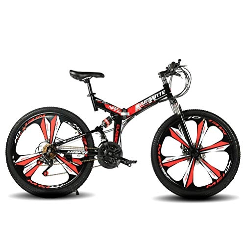 Folding Bike : 26" Mountain Bicycle Carbon Steel Double Disc Brake 21-Speed Compatible Outdoor Bike