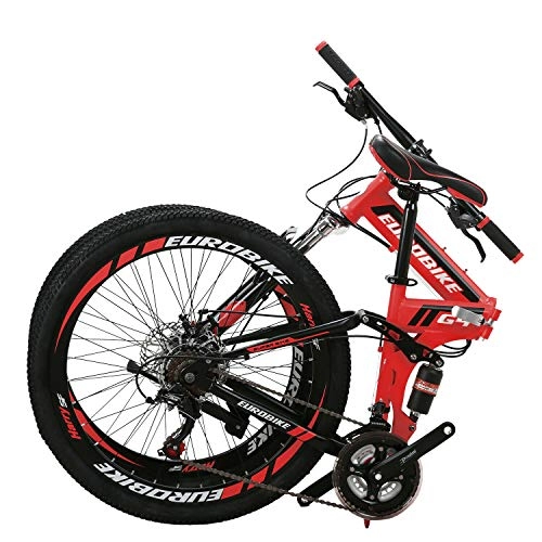 Folding Bike : 26'' Wheel Mountain Bike for Men and Women Folding Bicycle For Rider 5'5''-5'9'' (red)