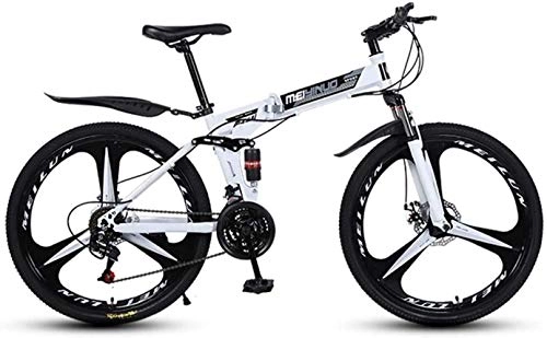 Folding Bike : 26In 24-Speed Mountain Bike For Adult, Lightweight Aluminum Full Suspension Frame, Suspension Fork, Disc Brake