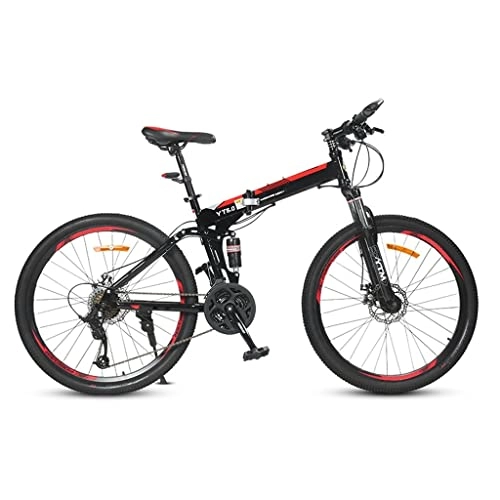 Folding Bike : 26in Foldable Mountain Bike 24-Speed Aluminum Alloy Hard Frame Shock Absorber Bikes Double Disc Brakes Bicycle Male and Female Variable Speed Exercise Fitness Bicycles Safe Secure