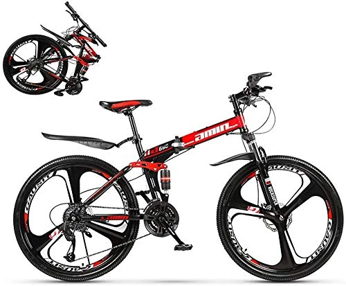 Folding Bike : 26inch 24Speed Foldable Bike Adult Folding Mountain Bicycle Folding Outroad Bicycles Streamline Frame Folded Within for Men Women Outdoor Bicycle-red