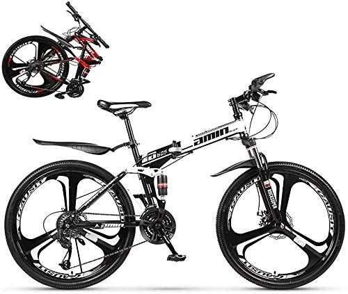 Folding Bike : 26inch 24Speed Foldable Bike Adult Folding Mountain Bicycle Folding Outroad Bicycles Streamline Frame Folded Within for Men Women Outdoor Bicycle-White