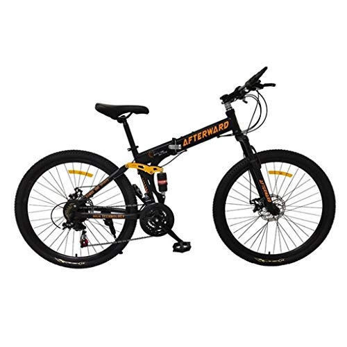 Folding Bike : 26inch Mountain Bike, Carbon Steel Frame Hardtail Mountain Bicycles, Double Disc Brake and Front Fork, 21 Speed