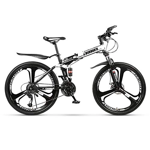 Folding Bike : 26Inch Mountain Bike Folding Bikes, Foldable, 21 Variable Speed, 3 Spoke Wheel for Adult Teens, High Carbon Steel, Framedouble Shock Absorption