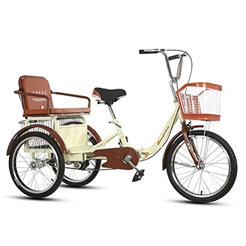 Folding Bike : 3 wheel bikes for adults, Foldable Tricycles for Adults with Back Seat And Shopping Basket, Single Speed 20In 3 Wheel Bike Three-Wheeled Bicycles Cruiser Trike for Man Woman, Yellow