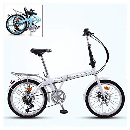 Folding Bike : 3 wheel bikes for adults, Folding Adult Bicycle, 7-speed Ultra-light Portable Bicycle, 3-step Quick Folding, Double-discbrake, Adjustable and Comfortable Saddle, 16 / 20 Inch 4 Colors