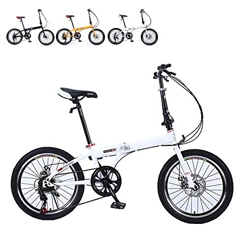 Folding Bike : 6-Speed Cycling Commuter Foldable Bicycle, Lightweight Outroad Mountain Bike for Students, Office Workers, Urban Environment And Commuting, Folding Size: 70×55CM, Expanded Size: 130×150CM, White