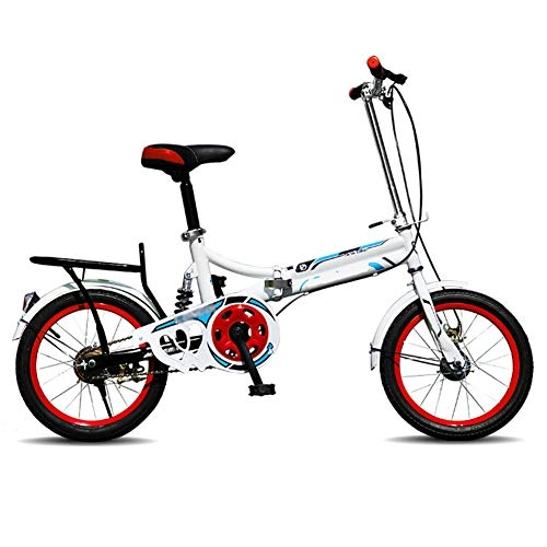 Folding Bike : 6-Speed Variable Speed Folding Bicycle 20 Inch Adult Shock Absorber Bike for Male And Female Students, Red