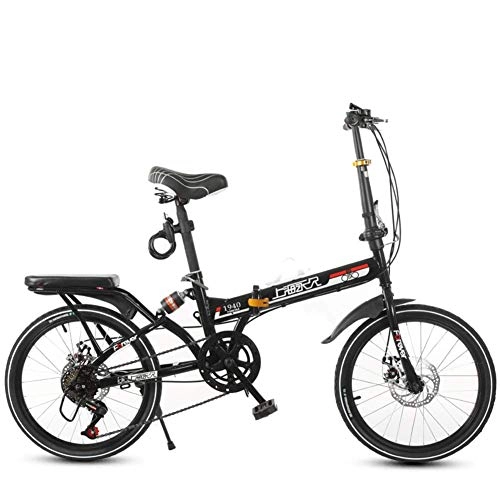 Folding Bike : 6 Speed Variable Speed Urban Bike, Folding High-carbon Steel City Bicycle, Disc Brake Rear Suspension Unisex Bicycle For Adults Student AQUILA1125 (Color : C)