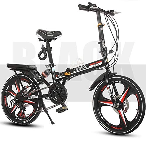 Folding Bike : 6 Speed Variable Speed Urban Bike, Folding High-carbon Steel City Bicycle, Disc Brake Rear Suspension Unisex Bicycle For Adults Student AQUILA1125 (Color : F)