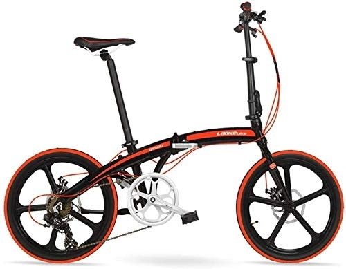 Folding Bike : 7 Speed Folding Bike, Adults Unisex 20" Light Weight Folding Bikes, Aluminum Alloy Frame Lightweight Portable Foldable Bicycle, (Color : Red, Size : 5 Spokes)