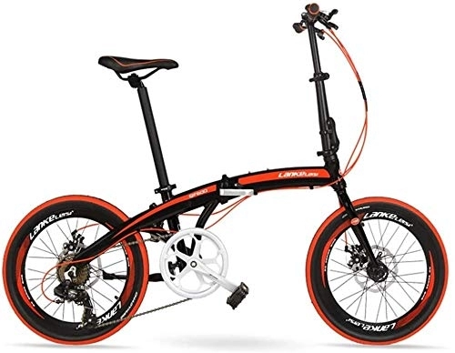 Folding Bike : 7 Speed Folding Bike, Adults Unisex 20" Light Weight Folding Bikes, Aluminum Alloy Frame Lightweight Portable Foldable Bicycle, White, 5 Spokes, Size:5 (Color : Red, Size : Spokes)