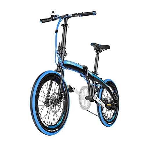 Folding Bike : 7 Speed Portable Travel Mountain Bike, 20in Adults Folding Bicycle, Ultra Light Folding Bike City Urban Commuters Aluminum Frame Blue 20in
