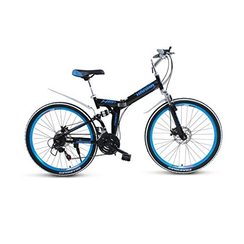 Folding Bike : 8haowenju 24 / 27 Speed Disc Brakes Super Road BikeDual Disc Brake Bicycle, Suitable For Students, Adult Bicycles (Color : Black blue, Edition : 24 speed)