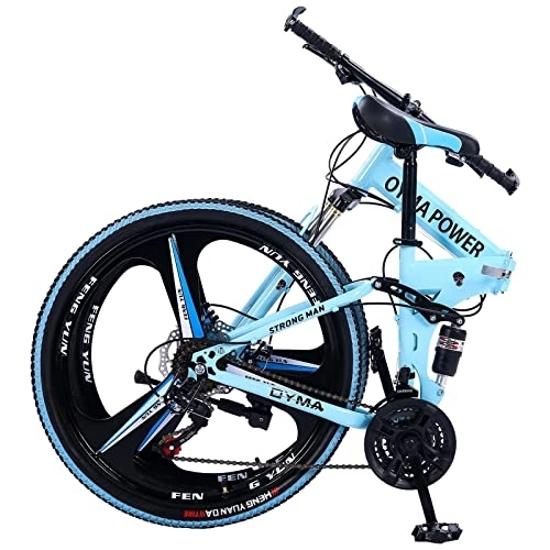 Folding Bike : AASSDOO Foldable Adult Bicycle, 26In Carbon Steel Mountain Bike 21Speed Bicycle Full Suspension MTB Front Suspension Disc Brake Bicycle Men or Women Lightweight MTB for Adult Men