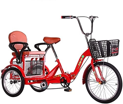 Folding Bike : Adult 3 Wheel Tricycle - Bike, Safe Adult Tricycle Foldable 3 Wheel Bike Three Wheel 20 Inch Single Speed with Back Seat and Basket Adjustable Seat and Handlebar