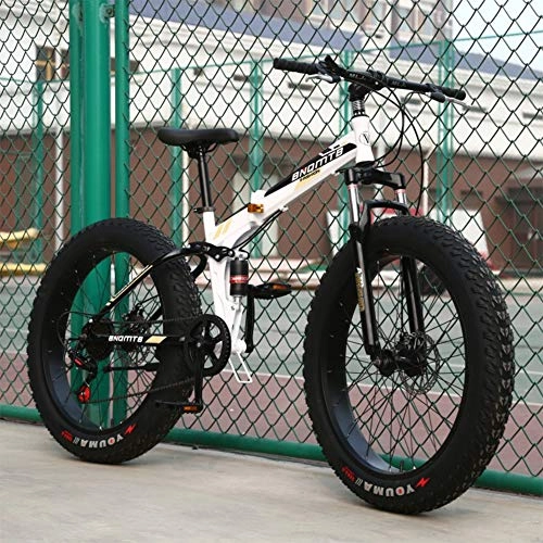 Folding Bike : Adult Fat Bike Folding Bike, RNNTK Double Shock Absorption A Variety Of Colors Double Disc Brakes Mountain Bicycle, Outroad Mountain Bike A -24 Speed -26 Inches