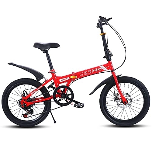Folding Bike : Adult Folding Bicycle, 7-Speed City Foldable Compact Suspension Bike City Commuters, Portable Students Office Workers Urban Cycling, 20in