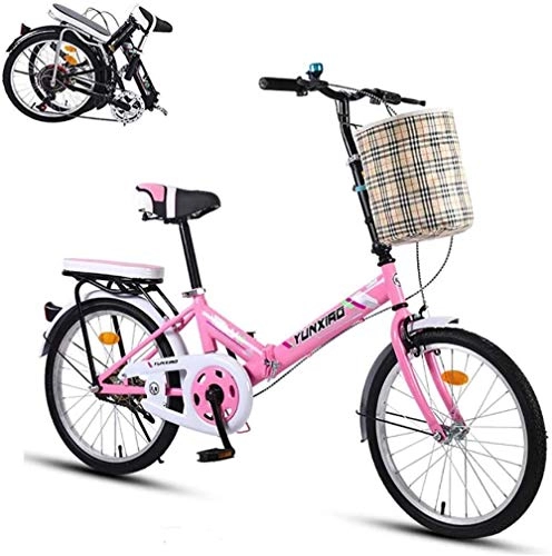 Folding Bike : Adult folding bike 20-inch lightweight carbon steel frame bicycle portable foldable bicycle, very suitable for urban riding and commuting-C