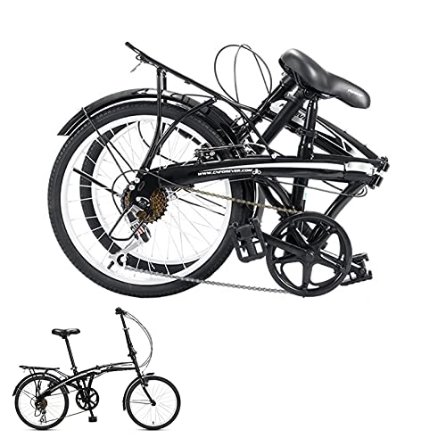 Folding Bike : Adult Folding Bike, 20-inch Wheels, Single or 7-Speed Drivetrain, Rear Carry Rack, Carrying Bag, Multiple Colors black white